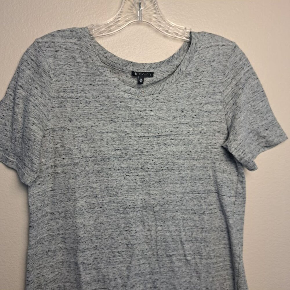 Theory Women's Medium Cottom Wool blend t-shirt grey heathered short sleeve - Picture 3 of 6